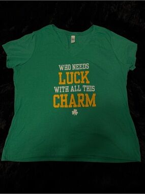 Who Needs Luck With All This Charm Graphic Tee 3XL Green